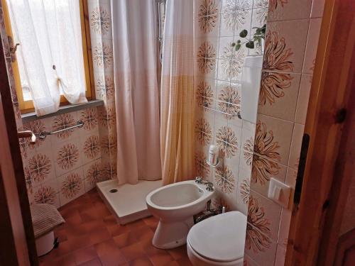 Faidello的住宿－La Casetta degli Gnomi，一间带卫生间和水槽的浴室