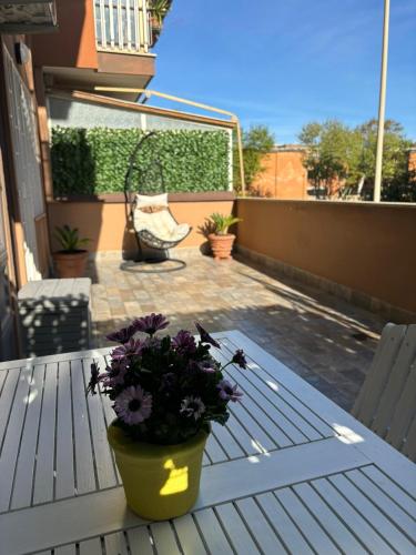 a potted plant sitting on a table on a patio at Zefiro Ostia in Lido di Ostia
