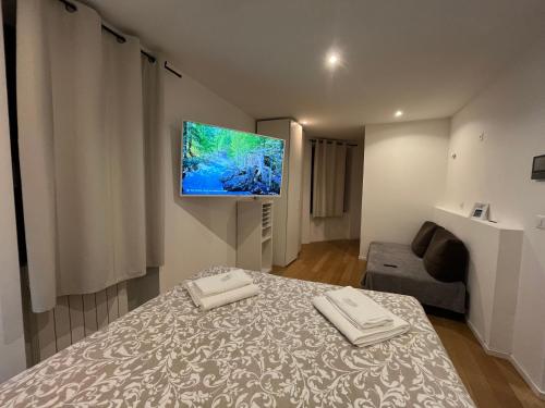 Cama o camas de una habitación en Royal Residence Lugano