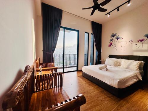 Postel nebo postele na pokoji v ubytování 2BR Luxury Rooftop Swimming Pool Beacon Georgetown10pax 无敌美景两房民宿