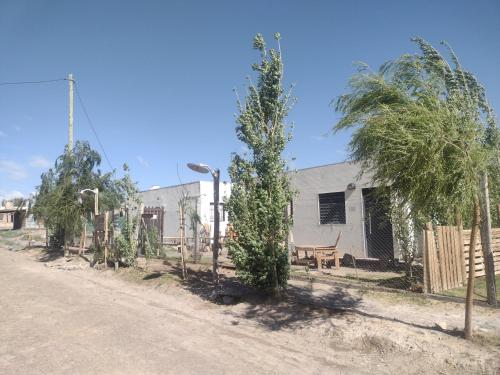una calle con una casa y árboles al lado de una carretera en La Quita Pena en Rodeo