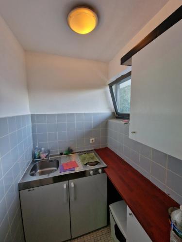 a small kitchen with a sink and a window at Apartment Darmstadt Mitte in Darmstadt