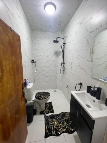 een badkamer met een toilet en een wastafel bij Youss Appartement in Essaouira