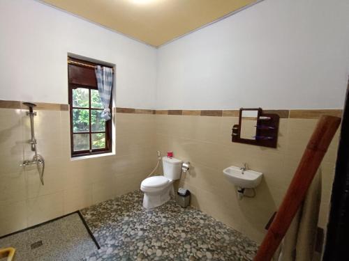 a bathroom with a toilet and a sink at Gosela Homestay in Munduk