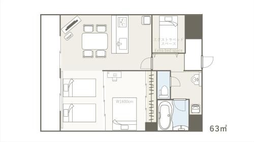 a floor plan of a house at Residence Hotel Takayama Station in Takayama
