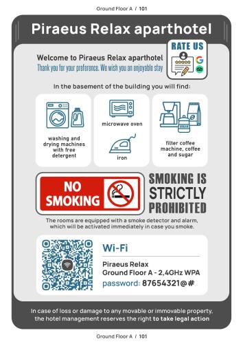 a sign that says no smoking with a no smoking sign at Piraeus Relax in Piraeus
