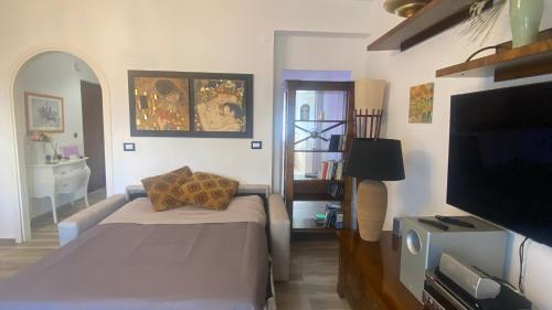 un soggiorno con letto e TV e una camera di Rosdani a Palermo