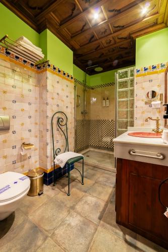 a bathroom with a toilet and a sink at Hotel Posada del Toro in Granada