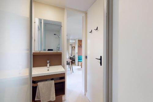 a bathroom with a sink and a mirror at CAMPING SAINT GABRIEL *** in Tarascon