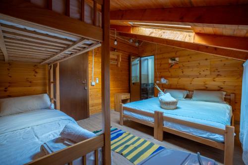 Ein Etagenbett oder Etagenbetten in einem Zimmer der Unterkunft Bee Eco Guest House
