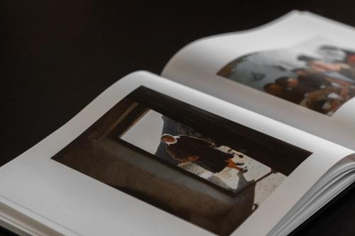 two photographs of a bird in a book at Central SeaView Heven Apartment in Fira Santorini in Fira