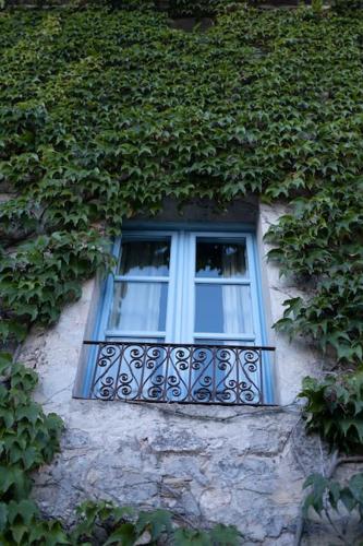a window on a building covered in ivy at Apartamento en Casa del Siglo XVI con caballos in Ametlla
