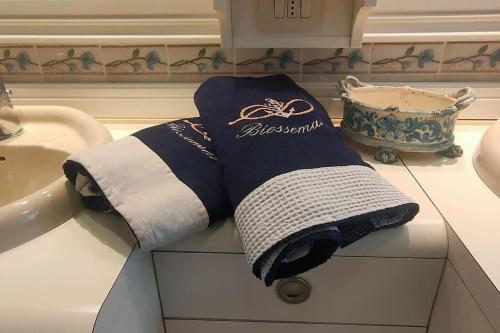 a towel sitting on top of a drawer in a bathroom at Appartamento con piscina per 4 persone in San Cataldo