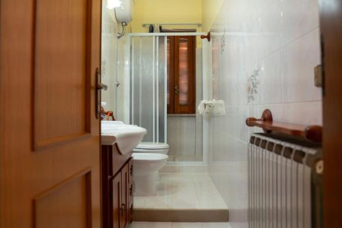 a bathroom with a toilet and a sink and a shower at A Casa di Rut - Appartamento in Moiano