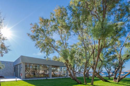 a building with trees in front of it at Regia Mare Beach Hotel & Spa Bodrum in Ortakent