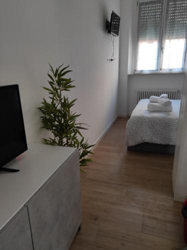 a room with a bed and a plant in it at KAIROS RESIDENCE in Parma