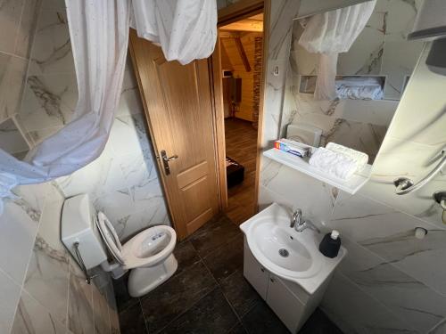 a bathroom with a sink and a toilet at Una Relax in Bosanski Novi