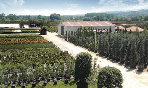 an aerial view of a garden with trees and a building at Serbesler Botanik, No 1 Comfortable Villa in Sakarya
