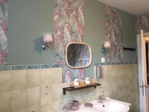 bagno con lavandino e specchio di Le Clos Mesnil a Le Mesnil-Réaume