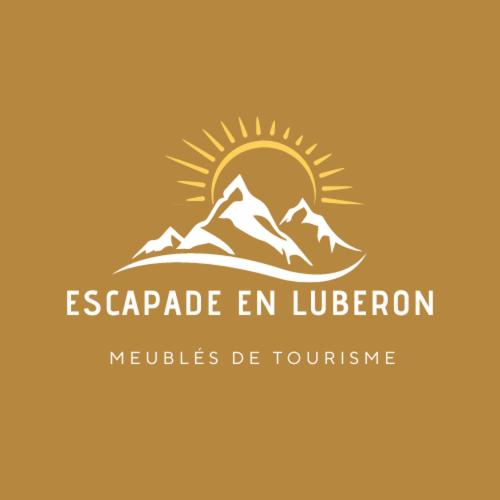 un logo pour un restaurant avec une montagne dans l'établissement Lou Mas dou Souleou & Spa, à Cheval-Blanc