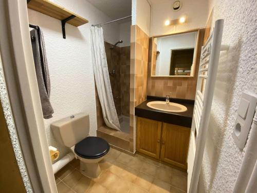 a small bathroom with a toilet and a sink at Résidence Champame - Studio pour 4 Personnes 251 in Vénosc