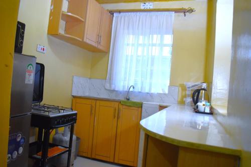 a kitchen with a sink and a counter top at The Zen One Bedroom,Milimani, Nakuru in Nakuru