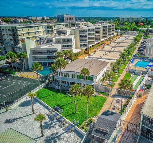 an aerial view of a city with palm trees and buildings at Sea Crest in Sarasota