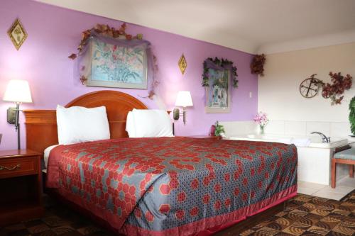 Habitación de hotel con cama y lavabo en Best Nights Inn - Sparta en Sparta