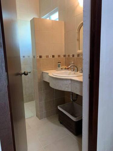 a bathroom with a sink and a shower at Nice and well located apartment in Santa Fe in Caucel