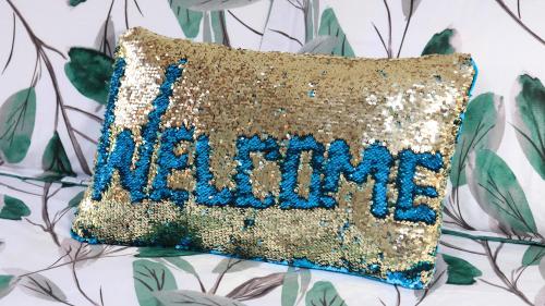 a sequin pillow with the word netflix at Sleepy Hollow Hideout (Hidout 2) in Forest