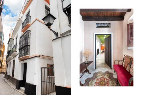 a rendering of a building and a picture of a house at Magno Apartments Almirante Hoyos House in Seville