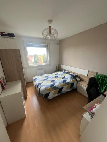 une chambre avec un lit et une fenêtre dans l'établissement Appartement 6 personnes Lille, à Lille