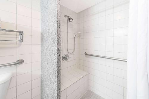 e bagno con doccia, servizi igienici e lavandino. di Days Inn by Wyndham Adel I-75 ad Adel