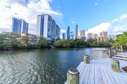 a view of a river with a city in the background at Paradise Island Resort & Gardens - Gold Coast Surfers Paradise in Gold Coast