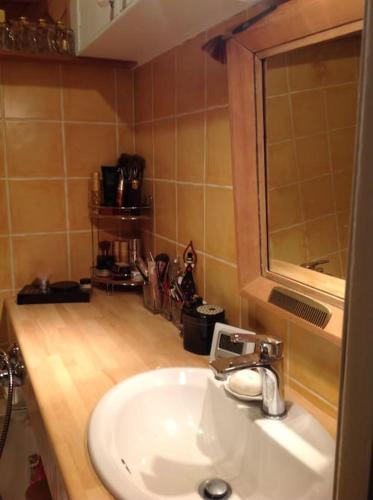 une salle de bain avec un lavabo et un miroir dans l'établissement Charming apartment in Beaulieu sur Mer, à Beaulieu-sur-Mer