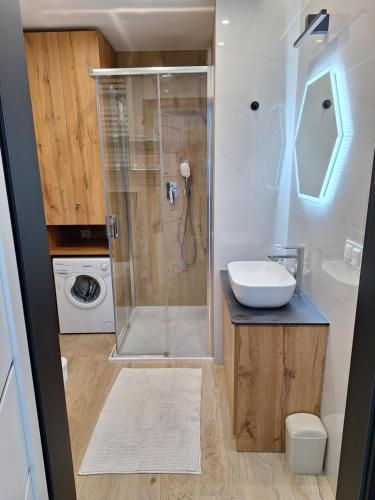 Koupelna v ubytování Krynica Centrum Parking-Storczyk 28m