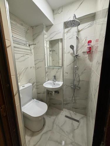 a bathroom with a toilet and a sink at Hotel Wiva in Istanbul