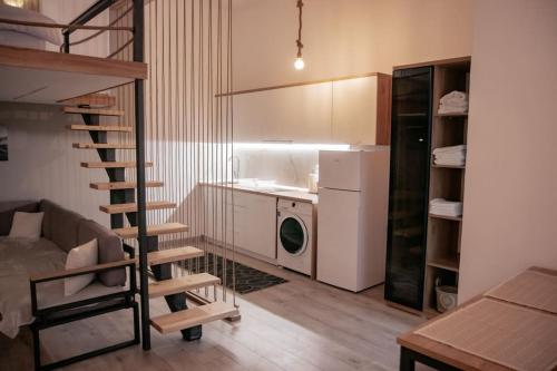 Kuchyň nebo kuchyňský kout v ubytování Wooden Art