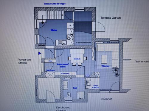 a floor plan of a house with the physical elements at Ferienhaus Finca de vida y luz in Auderath