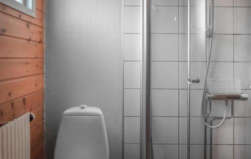 a bathroom with a toilet and a shower at Nice Apartment In Markaryd in Markaryd