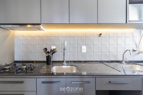 Dapur atau dapur kecil di ECH - Apartamentos Próximos à Beira-Mar Norte em Floripa
