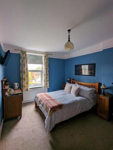 ウィットビーにあるNumber 18の青いベッドルーム(ベッド1台、窓付)