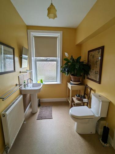 a bathroom with a toilet and a sink at Number 18 in Whitby