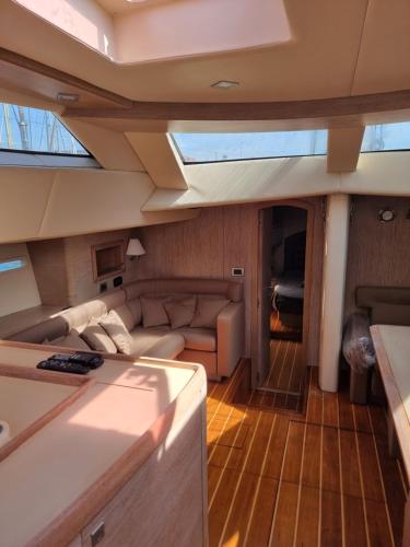 a view of the living room of a boat at Barca a vela PROCIDA in Naples