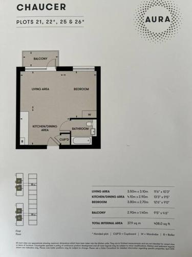 a page of a diagram of a floor plan at 5* Cambridge Boutique Apartment in Trumpington