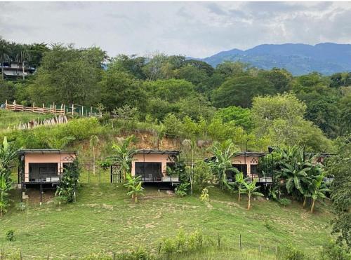 a group of houses on a hill with trees at Flor del Monte in Sopetran