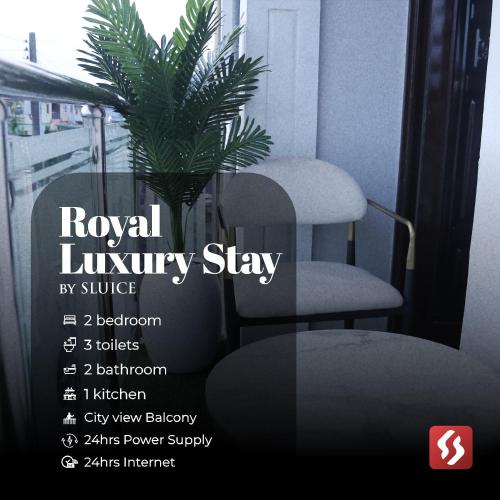 un volantino per un soggiorno di lusso con una pianta di Royal Luxury Stay by Sluice a Lagos