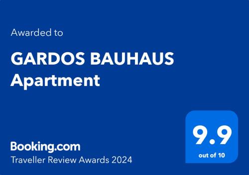 Certificat, premi, rètol o un altre document de GARDOS BAUHAUS Apartment