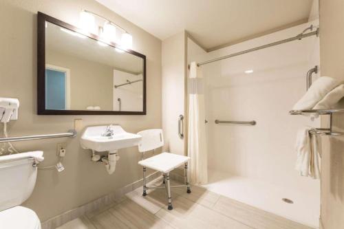 a bathroom with a toilet and a sink and a shower at Best Western Abilene Inn and Suites in Abilene