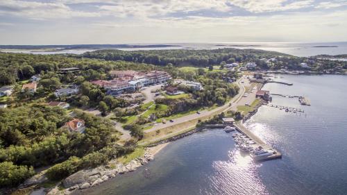 an aerial view of a resort on a lake at Säröhus Hotel, Conference & Spa in Särö